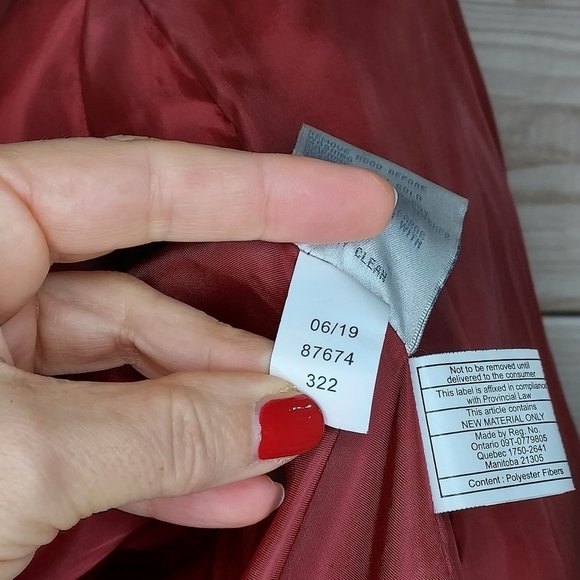 Larry Levine puffer jacket fur trim hood pockets quilted chevron rust red L - Picture 11 of 13